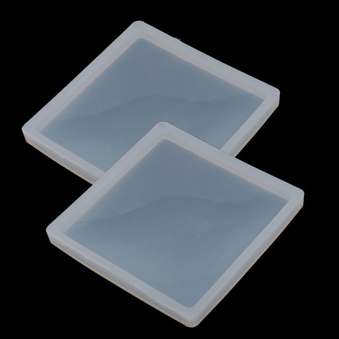 2x Square Shape DIY Silicone Mold For Resin Polymer Clay Making Crafts