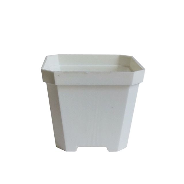 14 Pcs Plastic Thicken Square Flower Pots Home Garden Office Succulent Plant Pot Candy Color Greenhouse Nursery Pots 10cm*10cm White