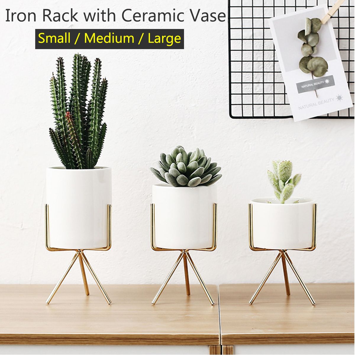 Iron Display Rack With Flower/Plant Pot Ceramic Vase Lands L
