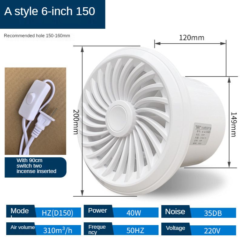 4''6'' Exhaust Fan Adjustable Speed Duct Fan Kitchen Window