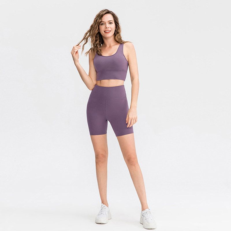 Women High Waist Leggings Yoga Shorts,Running Tights Sports Shorts（Purple）