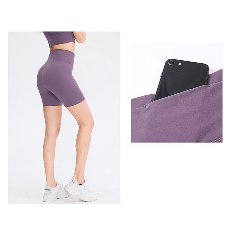 Women High Waist Leggings Yoga Shorts,Running Tights Sports Shorts（Purple）