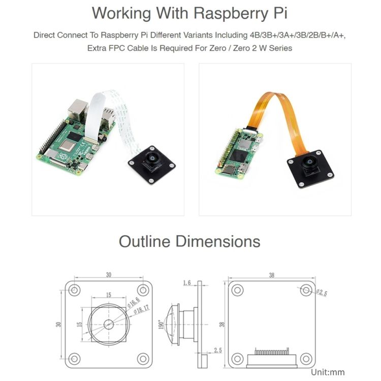 12.3MP Wider Field  IMX378-190 Camera For Raspberry Pi