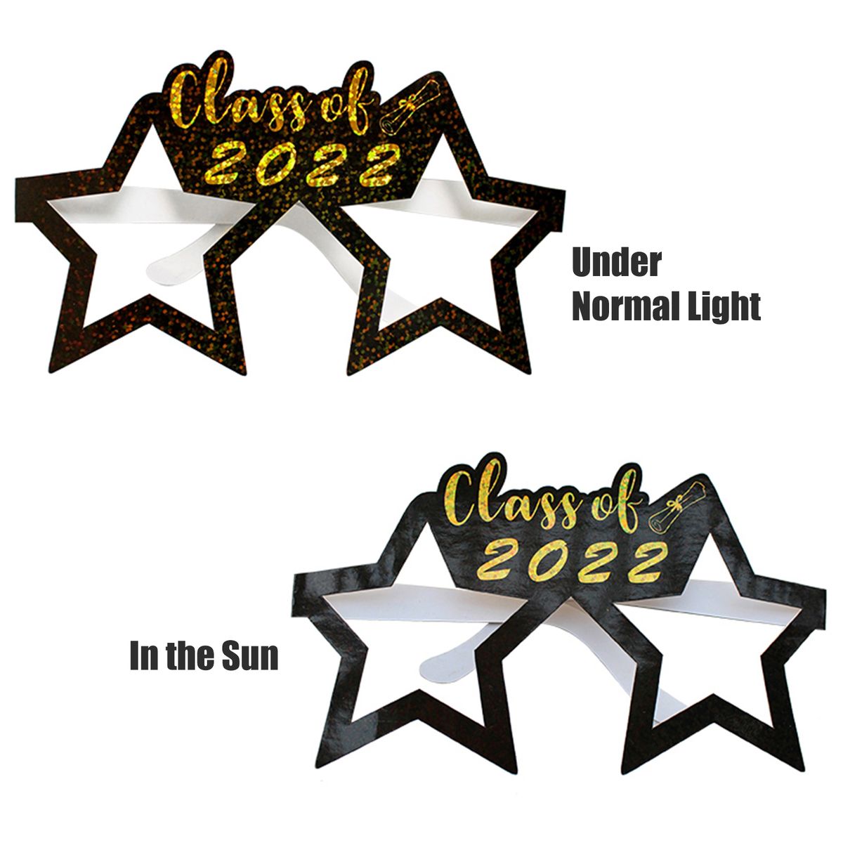 24PCS Graduation Paper Eyeglasses 2022 Glitter Glasses Photo