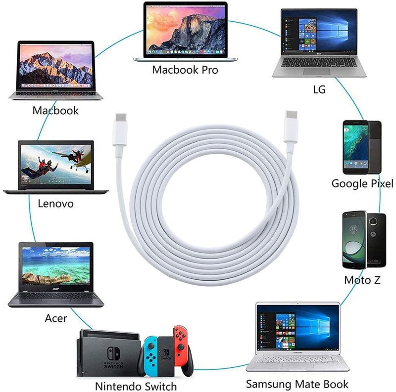 2m USB C To USB C Charging Cable For 96W 87W 61W 13" 15" Macbook Pro