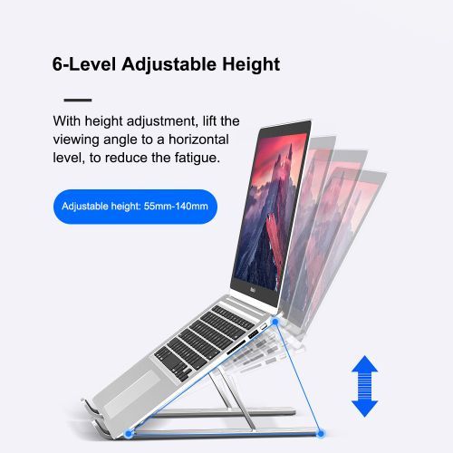 Aluminum Alloy Laptop Stand 6-level +Phone Holder