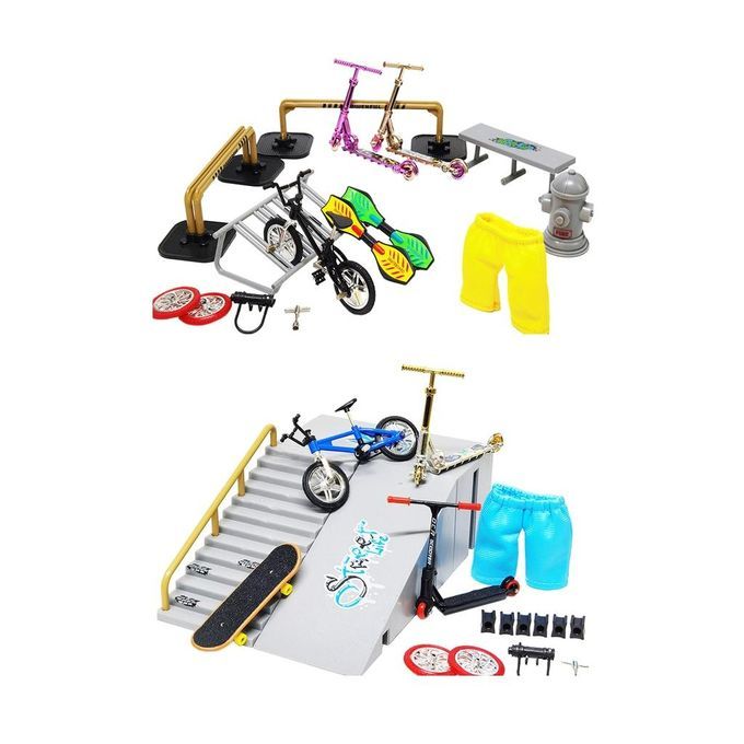 Finger Skateboard Bike Kid Toy Practicing Matching Scooter Ramp Kit