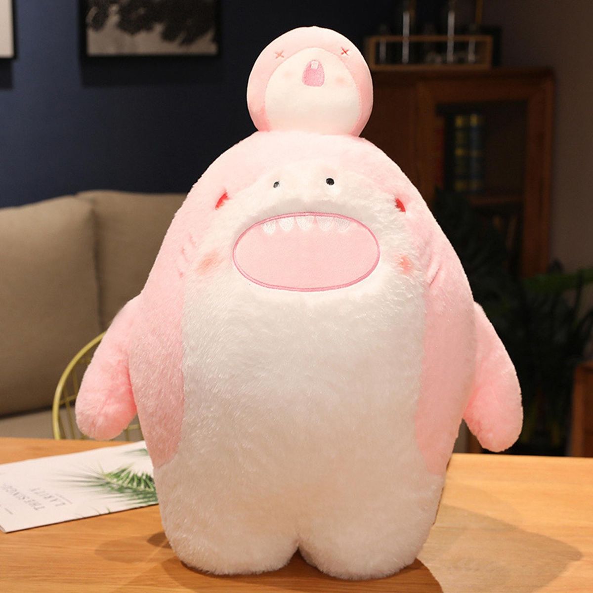 Plush Shark Pillow Giant Shark Toy Couple Stuffed Animal Doll Pink