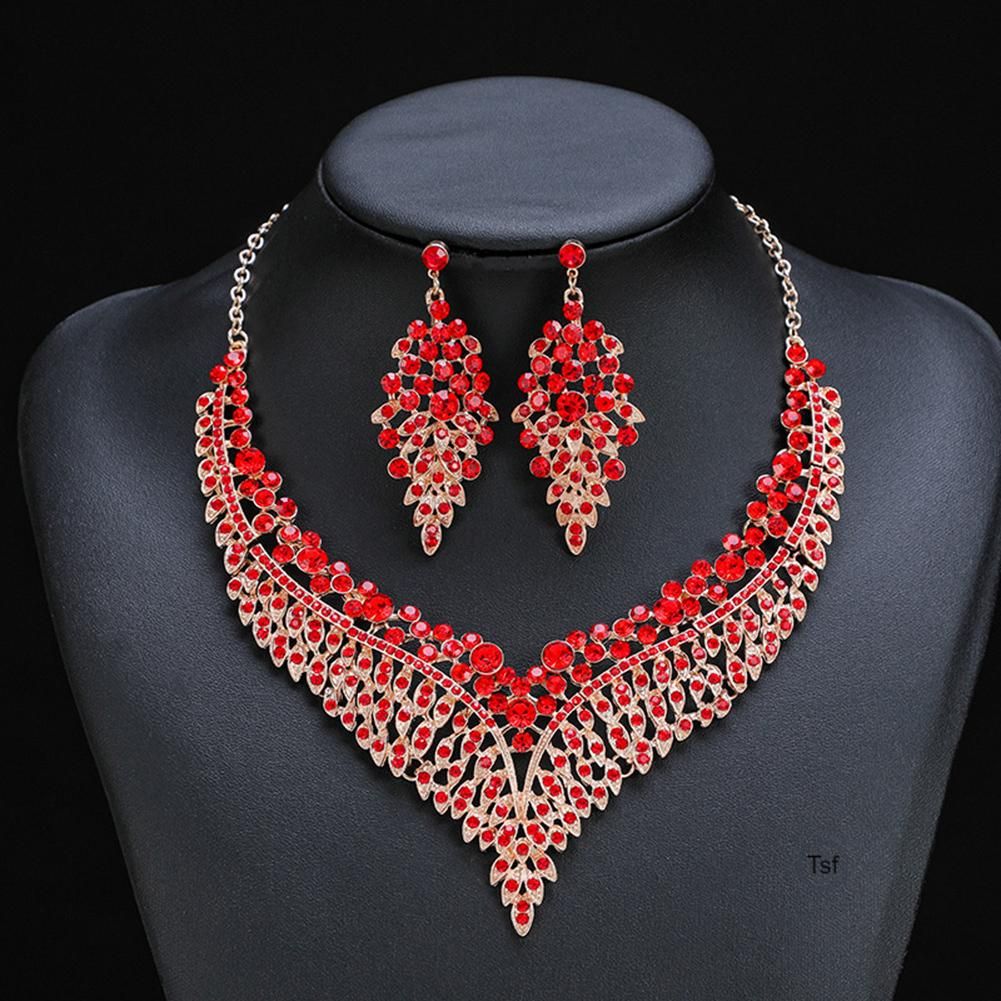 Crystals Choker Necklace Earring Set Charming Versatile