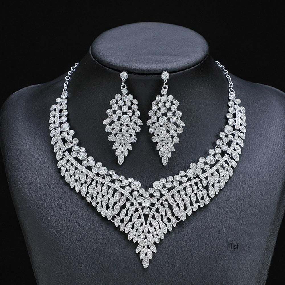 Crystals Choker Necklace Earring Set Charming Versatile