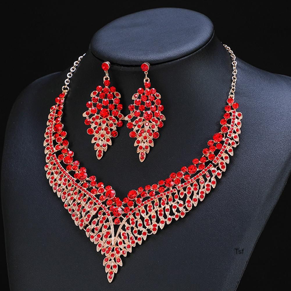 Crystals Choker Necklace Earring Set Charming Versatile
