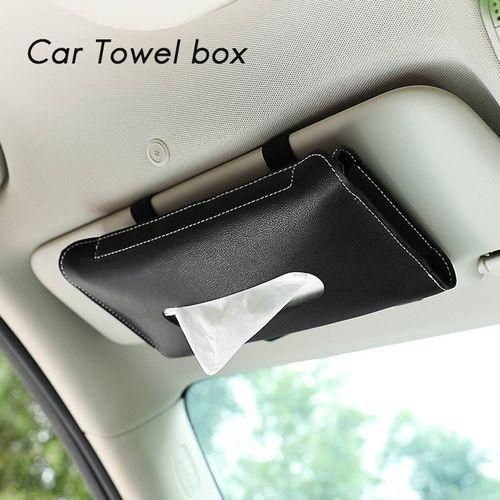 Car Tissue Box Towel Sets Car Sun Visor PU Leather Tissue