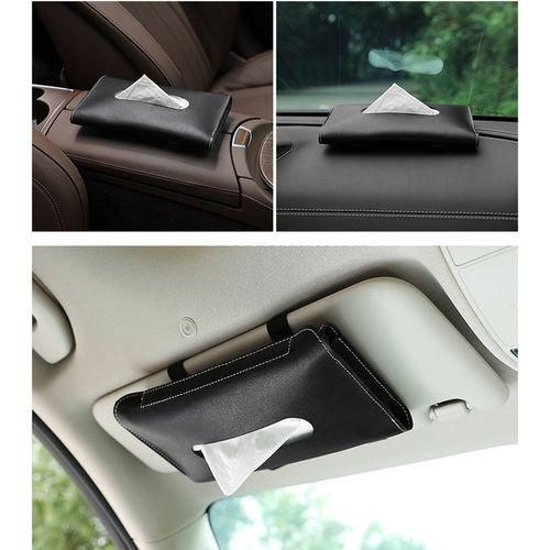 Car Tissue Box Towel Sets Car Sun Visor PU Leather Tissue