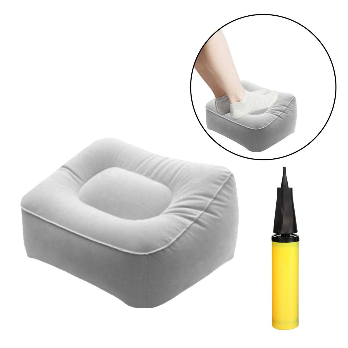 Inflatable Leg Rest With Inflator Creative Durable  Compact Gray