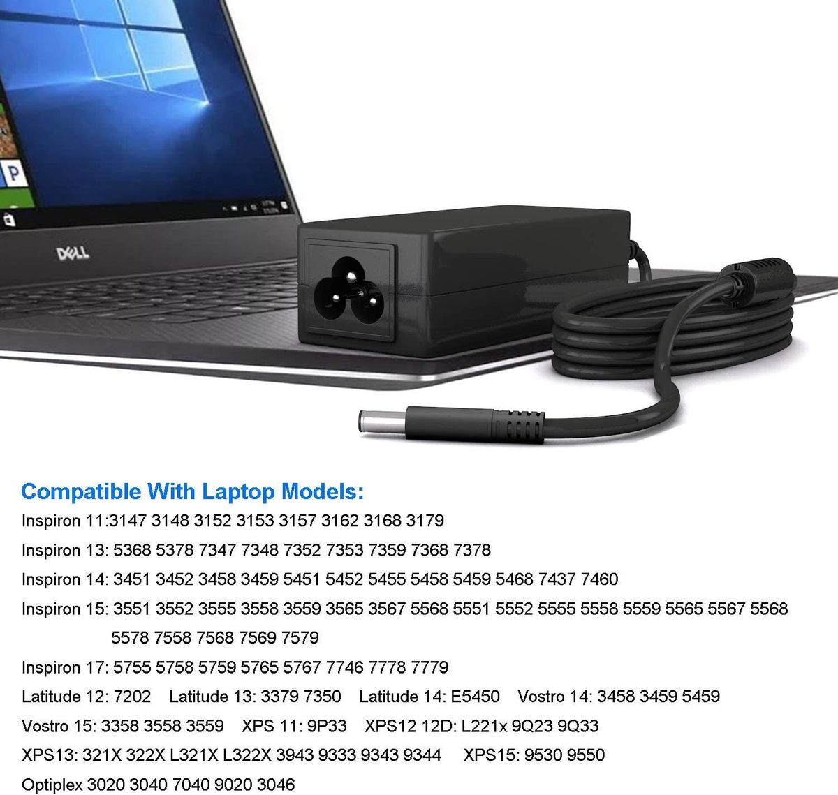 45W 19.5V 2.31A AC Adapter Laptop Charger For Dell Inspiron 11 13 14 15 17 3000 5000 7000 Series Inspiron 3147 3168 5378 5559 5567 5570 5759 5767 7348 7352 A45NM140 HK45NM140 Power Supply
