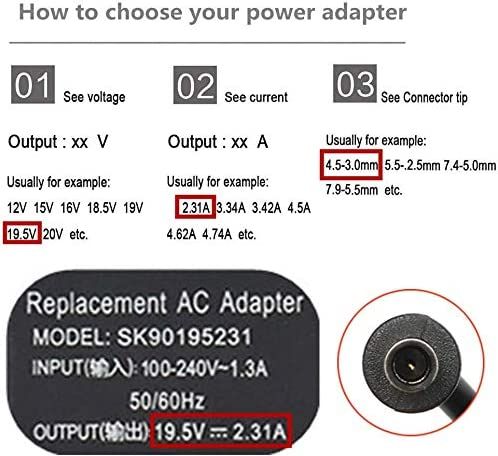 45W 19.5V 2.31A AC Adapter Laptop Charger For Dell Inspiron 11 13 14 15 17 3000 5000 7000 Series Inspiron 3147 3168 5378 5559 5567 5570 5759 5767 7348 7352 A45NM140 HK45NM140 Power Supply