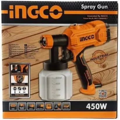 Ingco Electric 450w 800ml Paint Sprayer Spraying Gun