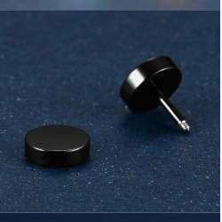 Men's Circle Stud Earrings - Black