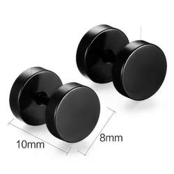 Men's Circle Stud Earrings - Black