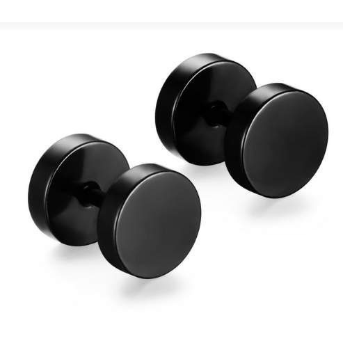 Men's Circle Stud Earrings - Black