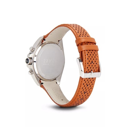 1513118 Chronograph Perforated Leather Watch - Brown