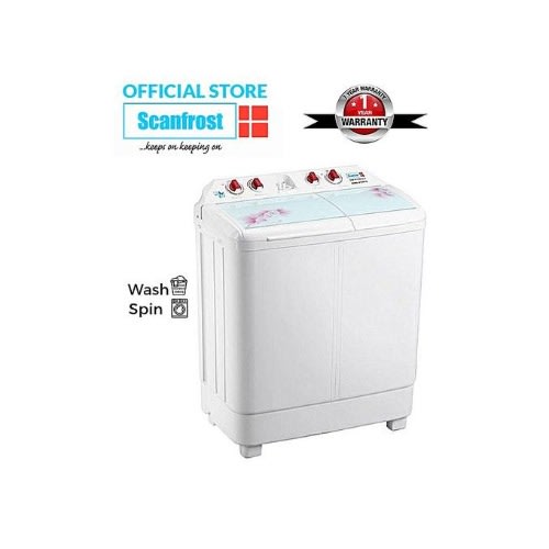 Twin Tub Semi-Automatic Washing Machine - Wash 6Kg+Spin 3KG - White