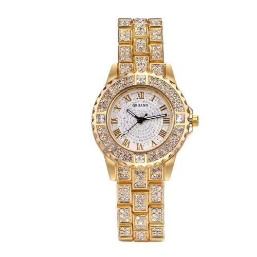 2 In 1 Women Studded Watch And Bracelet - Gold