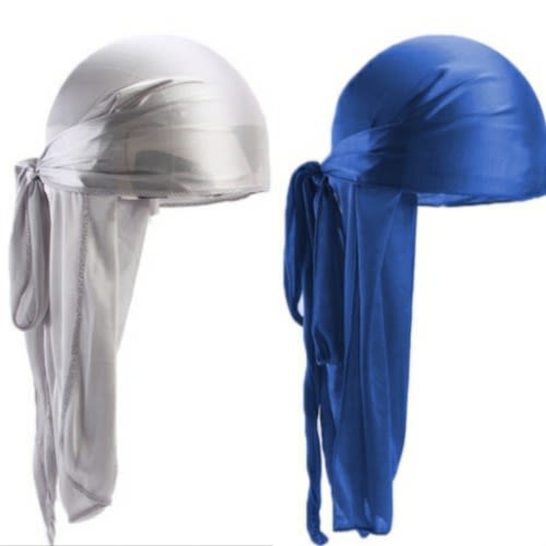 2 In 1 Silky Durags(Grey & Royal blue )