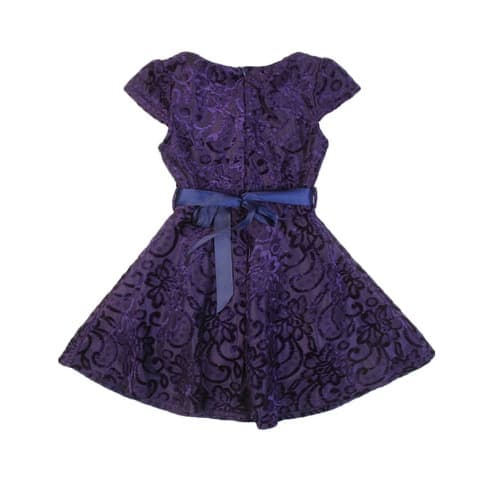 Girls Pattern Velvet Special Occasion  Dress-PURPLE