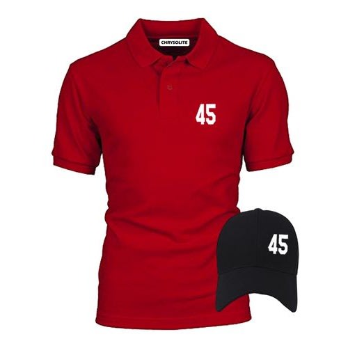 45 Red Polo & Black Cap Bundle