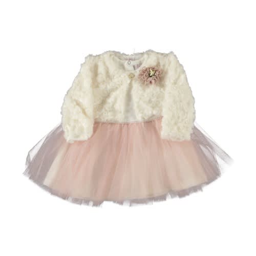 Baby Girl Dress With Fur Bulero Powdered Pink