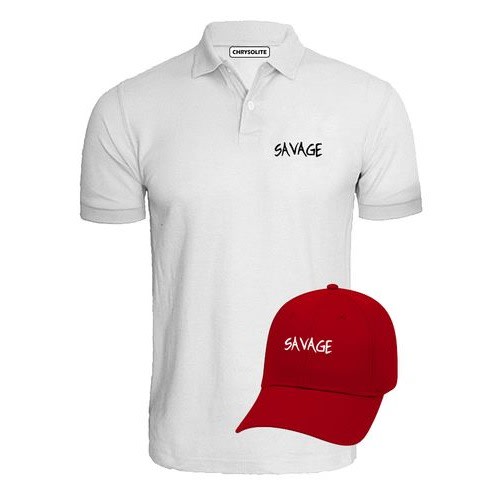 Savage Polo & Cap Bundle  - White & Red