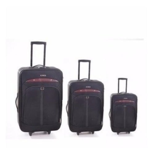 Travel Trolley Luggage - Set Of 3 - Black