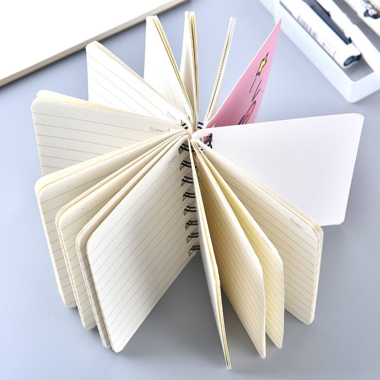 Cartoon Student Mini Portable Pocket Notepad Coil Notebook- Emoji-Yellow