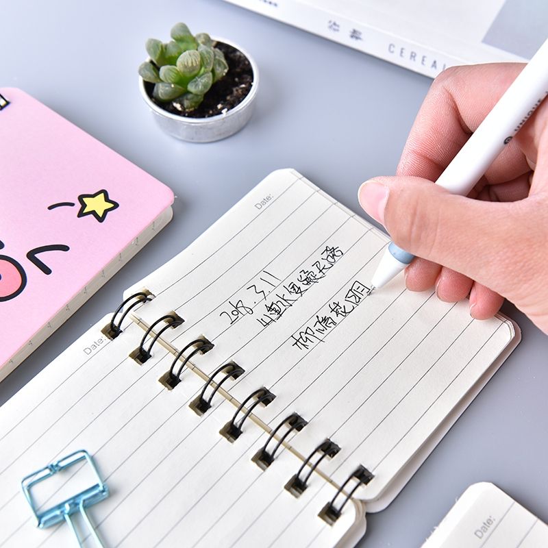 Cartoon Student Mini Portable Pocket Notepad Coil Notebook- Emoji-Yellow