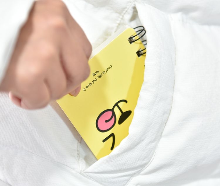 Cartoon Student Mini Portable Pocket Notepad Coil Notebook- Emoji-Yellow