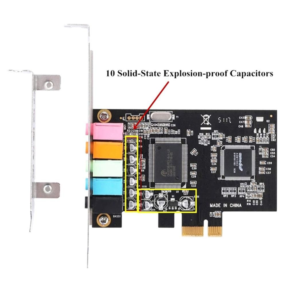 PCIe Sound Card 5.1, PCI Express Surround Card 3D Stereo Audio with High Sound Performance PC Sound Card CMI8738 Chip