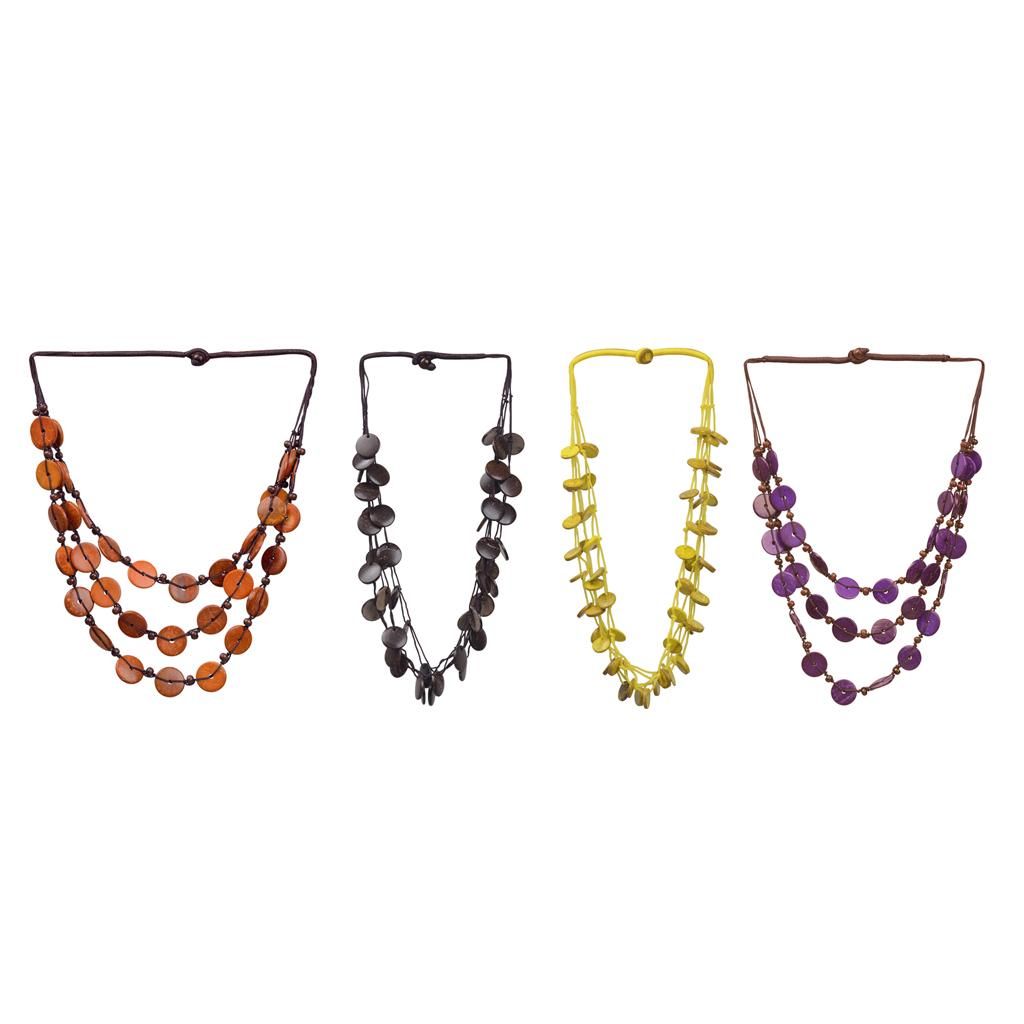 Ms. Bohemian Coconut Shell Fabric Pearl Necklace Pendant Orange