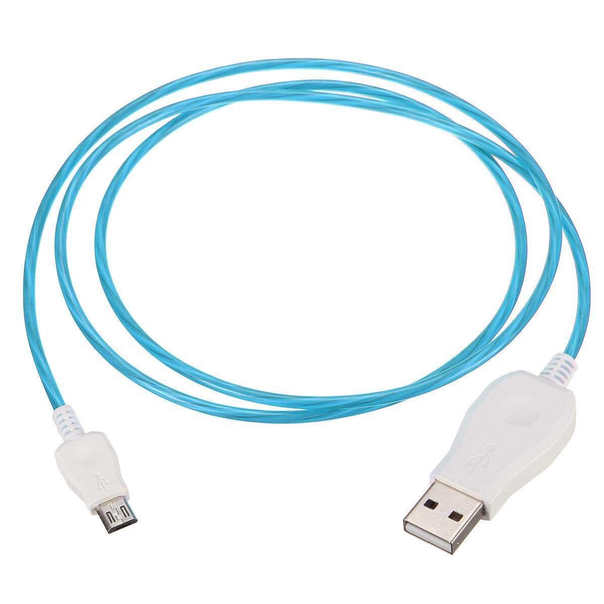 NEW Flowing LED Glow Micro USB Charging Data Sync Cable For Samsung For Android Phone Blue Blue