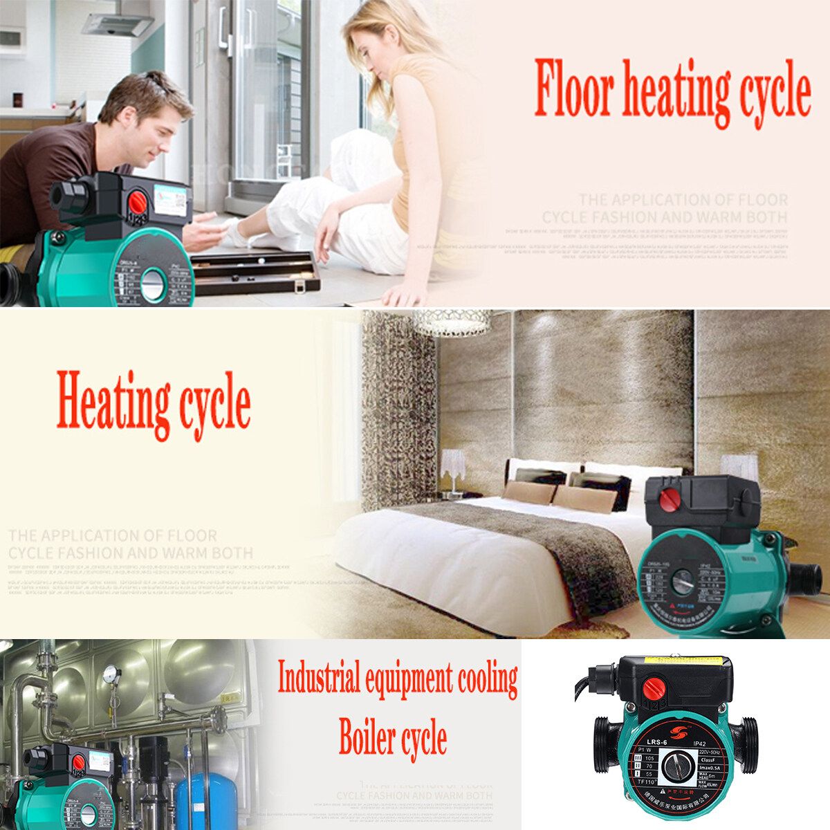 3-Speed 220V Central Heating Circulator Mute Boiler Hot Water Circulating Pump 100w 0.6inch