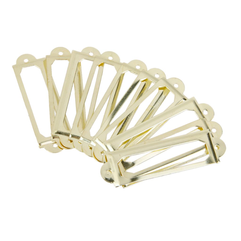 (Silver)50pcs Office Library File Drawer Cabinet Card Tag Label Holder Metal Frame (Antique Bronze)