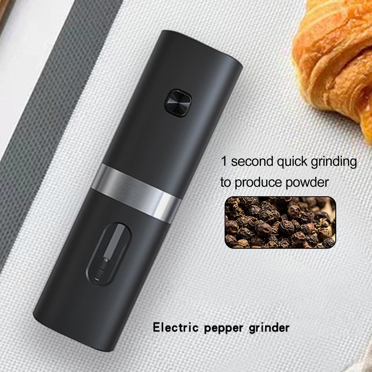 Stainless Steel Pepper Grinder Clearview Spice Mill Led for Salt Black