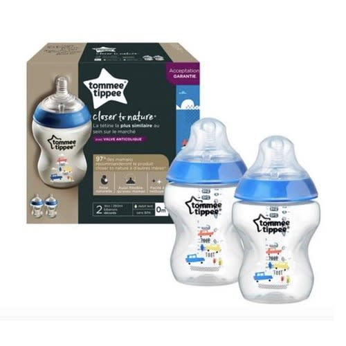 Feeding Bottles - Blue - Two Pack - 260ml