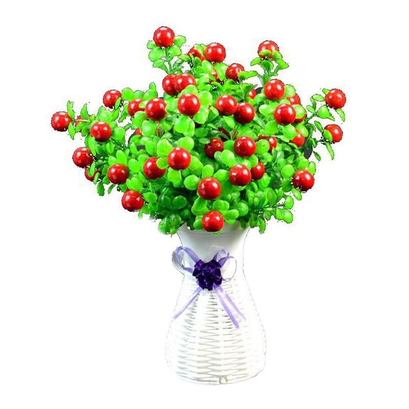 Plastic Rattan Simulation Vase Dried Flower Basket-White
