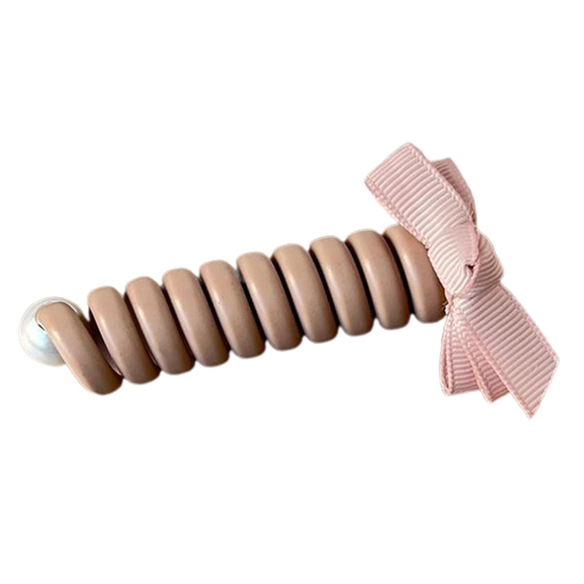 High Ponytail Holder Chic Pearl Spiral Hair Tie Set for Women Pink