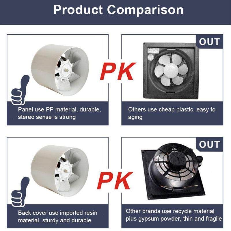Wall Mount Bathroom Kitchen Pipe Exhaust Fan Ventilation Blower Air Fresh Ejector Fan