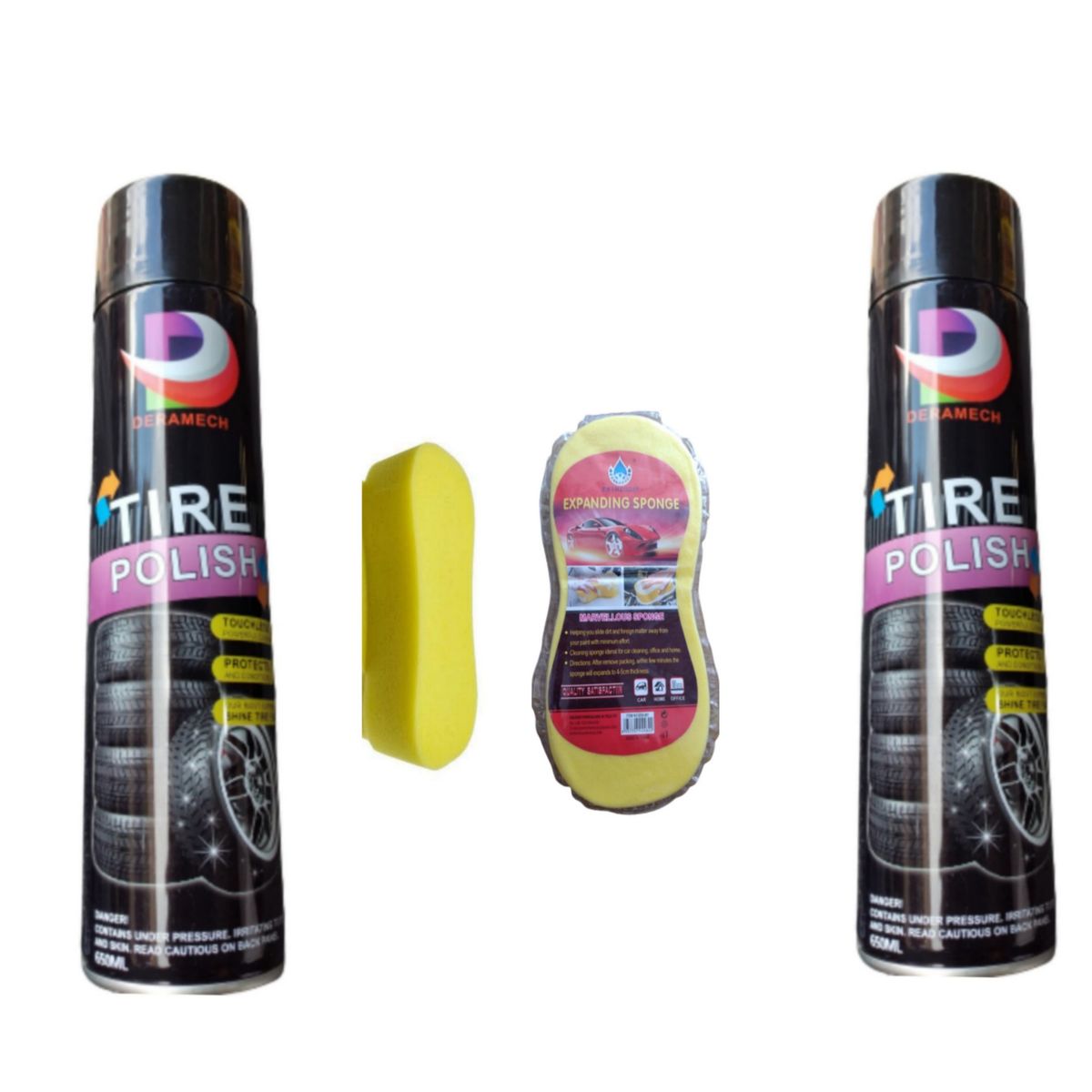 2pcs Tyre Foam Cleaners + Sponge