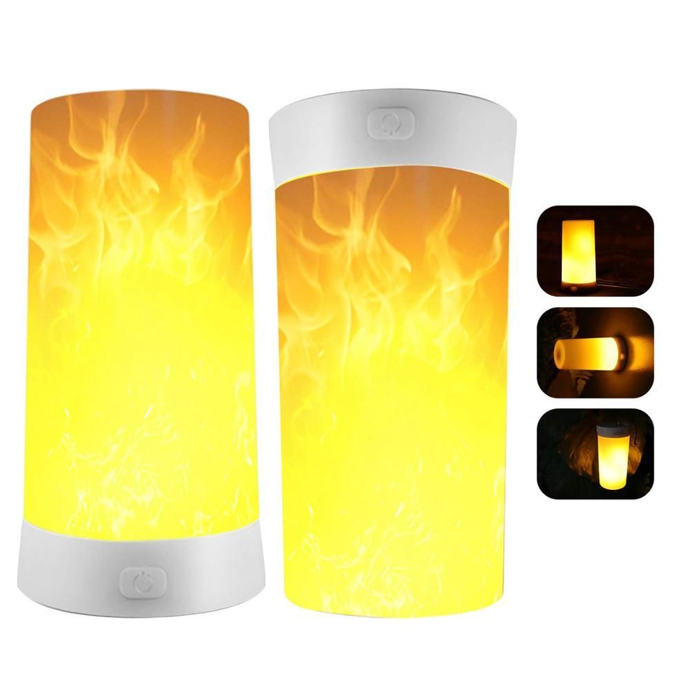 LED Flame Effect Light, Magnetic Flameless Candle Bulb Lamp with 4 Modes, Waterproof USB Rechargeable Flickering Flame Lantern