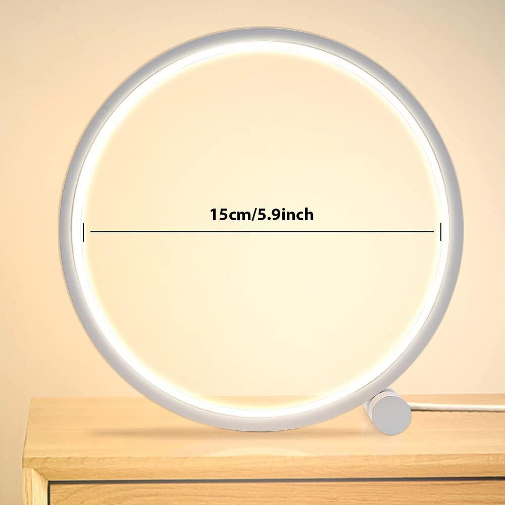 LED Table Lamp Bedroom Bedside Lamp Round Acrylic Living Room Lamp Reading Lamp Black/white Touch Control Dimmable Night Light