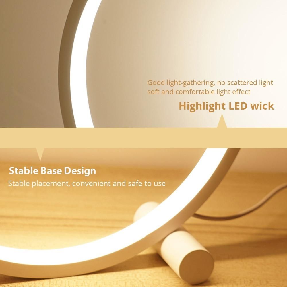 LED Table Lamp Bedroom Bedside Lamp Round Acrylic Living Room Lamp Reading Lamp Black/white Touch Control Dimmable Night Light